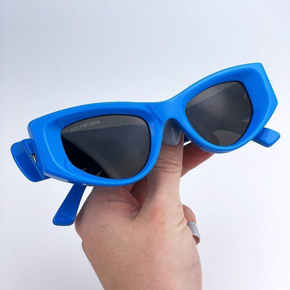 🔥 Balenciaga BB0243S 004 Sunglasses Blue Grey Cat Eye Unisex - Picture 6 of 12